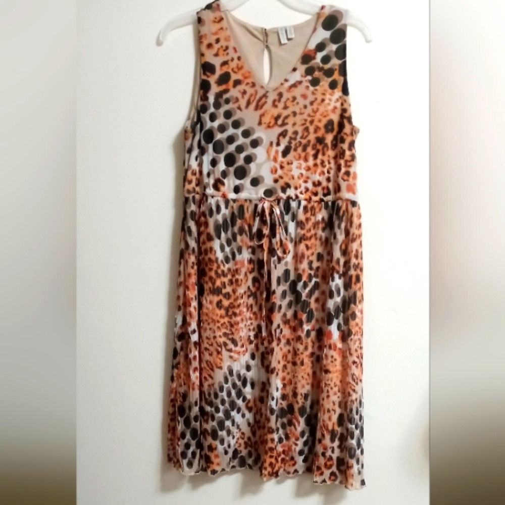 Madison Leopard Print Sleeveless Dress Size Small 100% Polyester